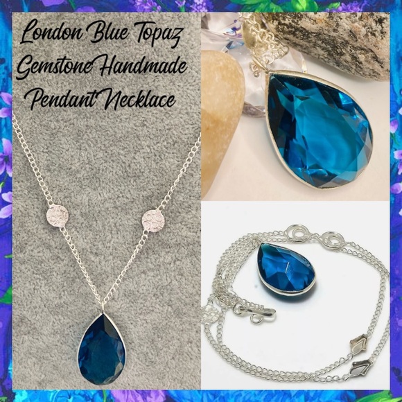 Regal London Blue Topaz Handmade Pendant Necklace - Picture 1 of 5